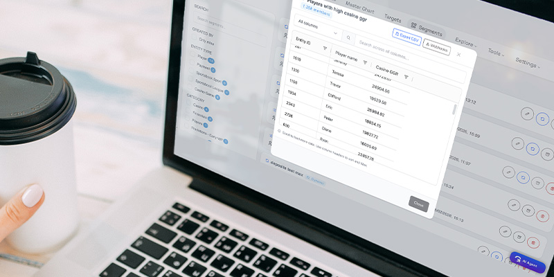 CRM segmentation view in Gamblitude