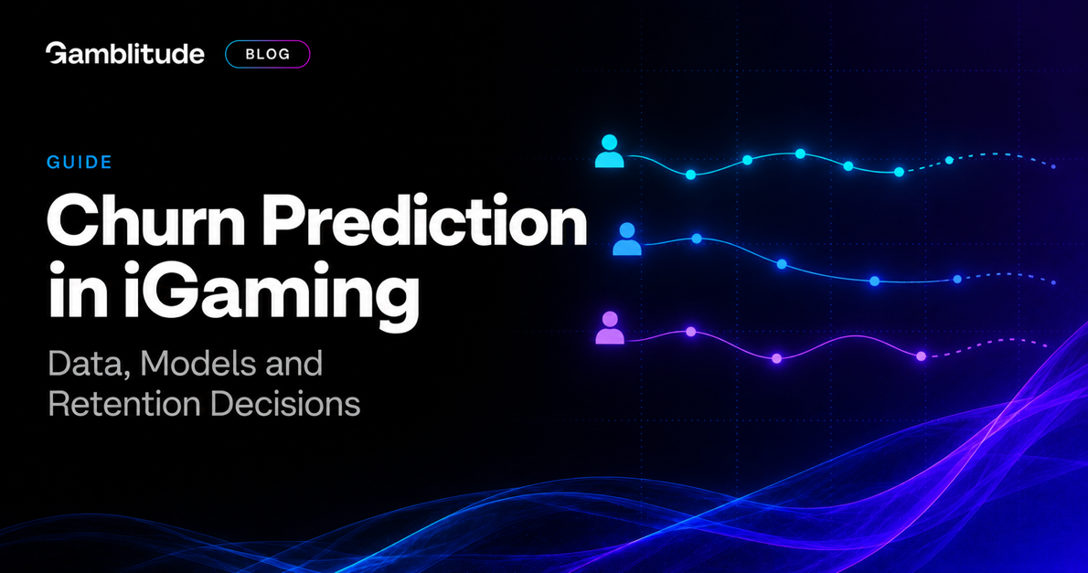 Churn prediction in iGaming, illustrated with player activity paths and future assessments.
